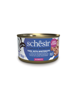 Schesir Complete & Balance Nutrition Wet Cat Food In Broth Can Tuna With Whitebait 85g